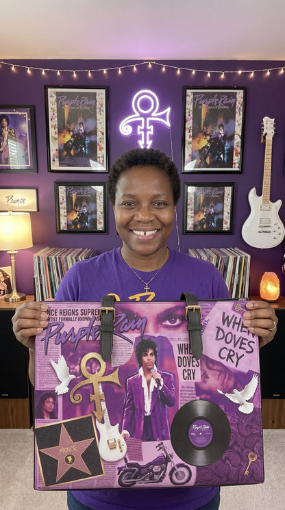 Prince Purple Rain collage handmade tote bag